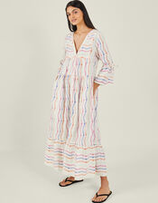 Stripe Flute Sleeve Dress, Multi (MULTI), large