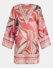 Abstract Chiffon Mini Kaftan , Multi (MULTI), large