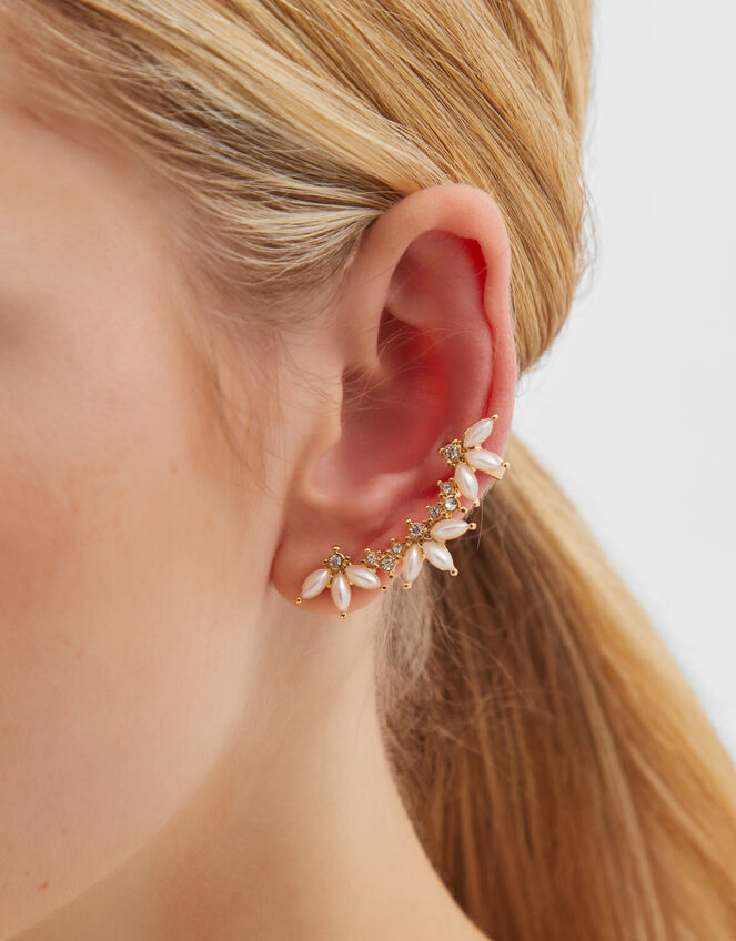 Diamanté Climber Stud Earrings, , large