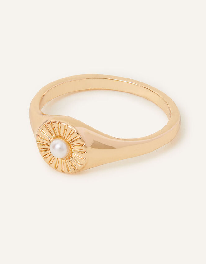 Pearl Signet Ring , Cream (PEARL), large