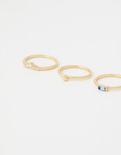 Baguette Gem Ring Set, Blue (BLUE), large