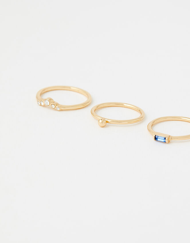 Baguette Gem Ring Set, Blue (BLUE), large