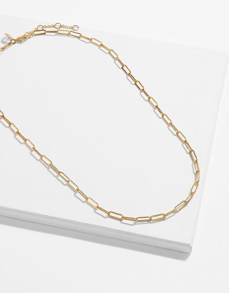 Gold-Plated Paperclip Chain Necklace, , large