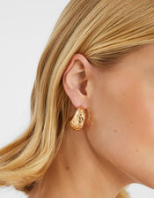 Hammered Crescent Hoop Earrings, , large