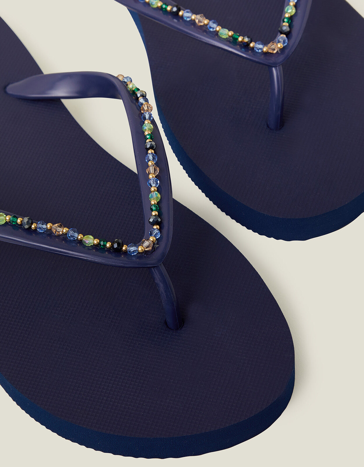 Babysbule Flat Sandals For Women Flat-bottom Large Beaded Flip-flops Women's Rhinestones Light Beach Slippers