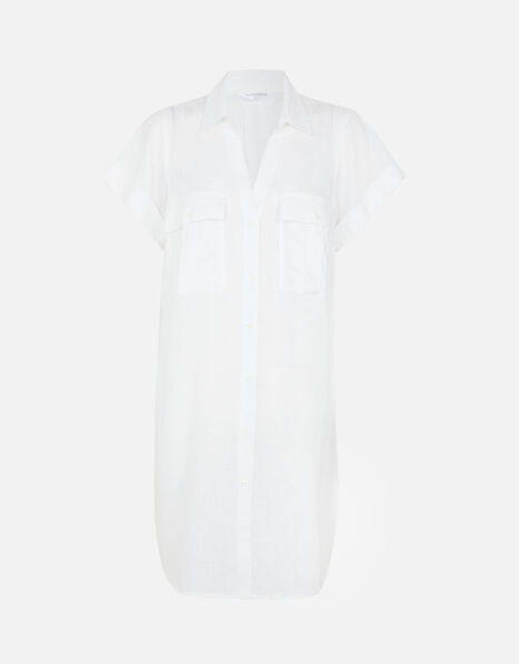 Short Sleeve Beach Shirt with Sustainable Viscose White, White (WHITE), large