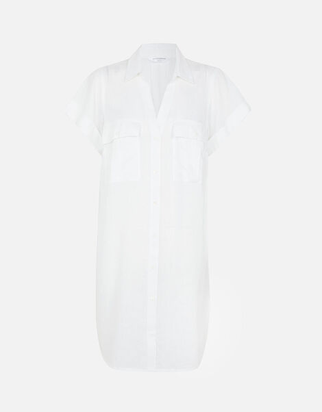 Short Sleeve Beach Shirt with Sustainable Viscose White, White (WHITE), large
