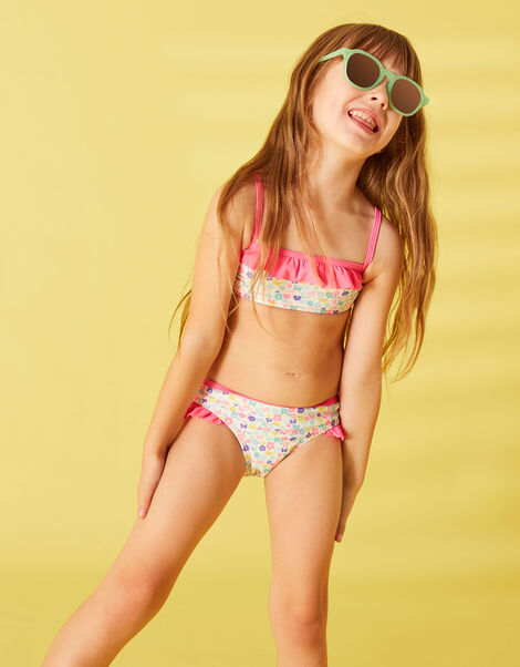 Kids Ditsy Butterfly Bikini Set with Recycled Polyester, White (WHITE), large