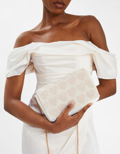 Bridal Pearl Heart Clutch Bag, , large