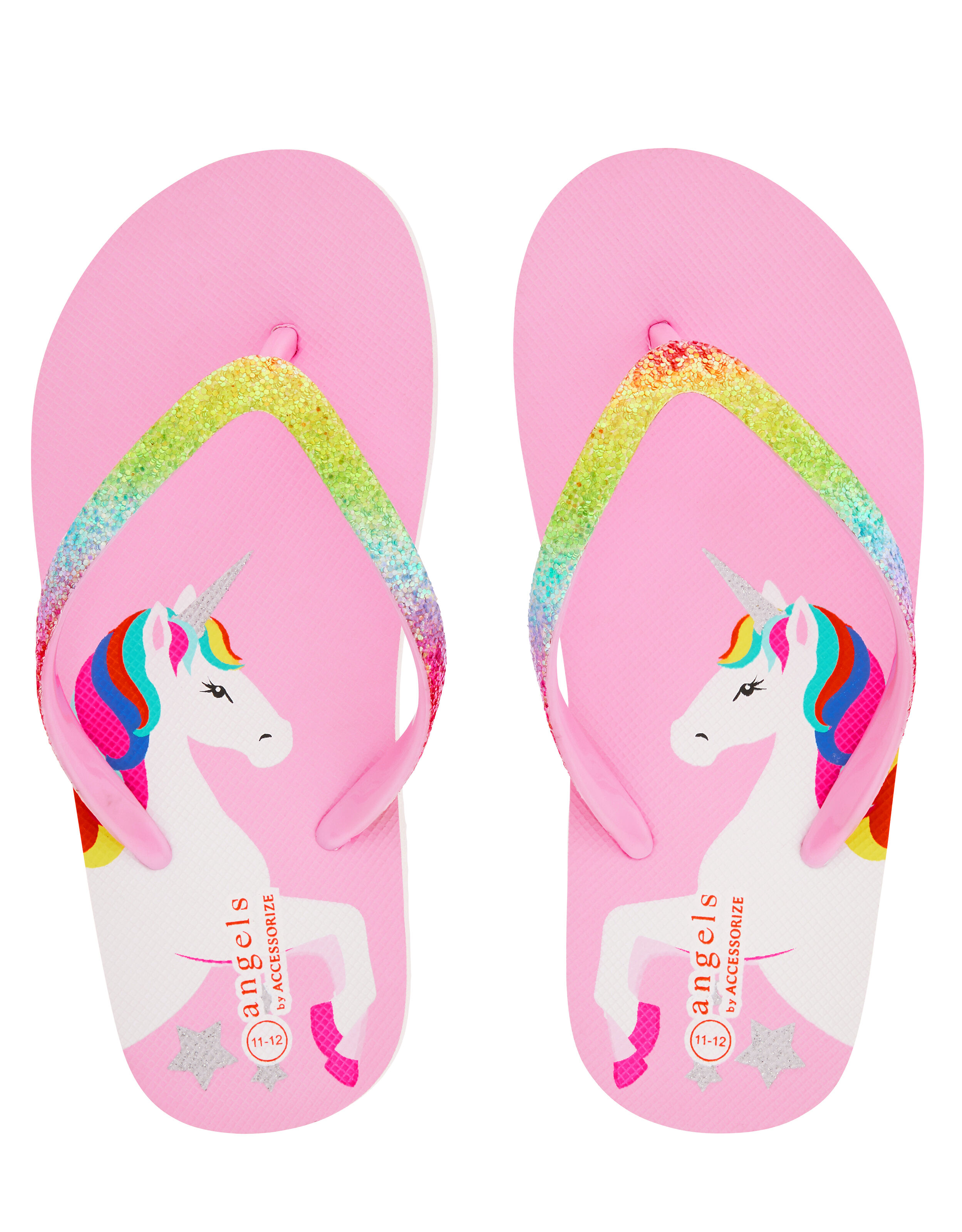 Retro Unicorn Glitter Flip Flops Multi Girls flip flops