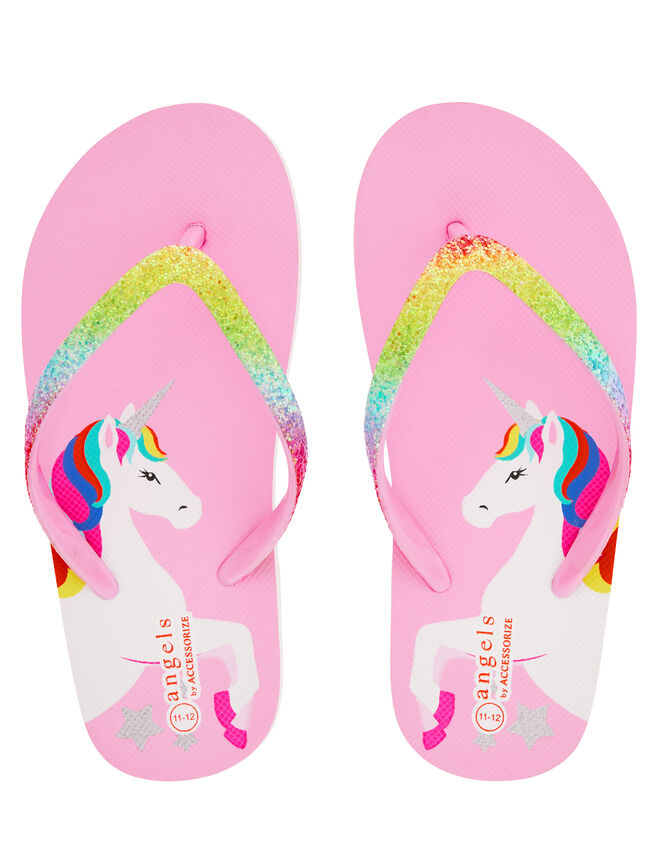 Retro Unicorn Glitter Flip Flops, Multi (BRIGHTS-MULTI), large