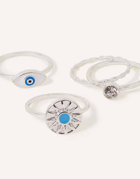 Evil Eye Rings 4 Pack, Blue (BLUE), large
