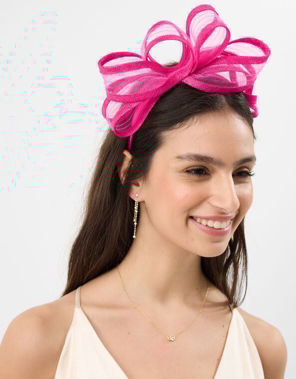 Loop Bow Fascinator, Pink (FUCHSIA), large