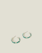 Stone Hoop Earrings, , large