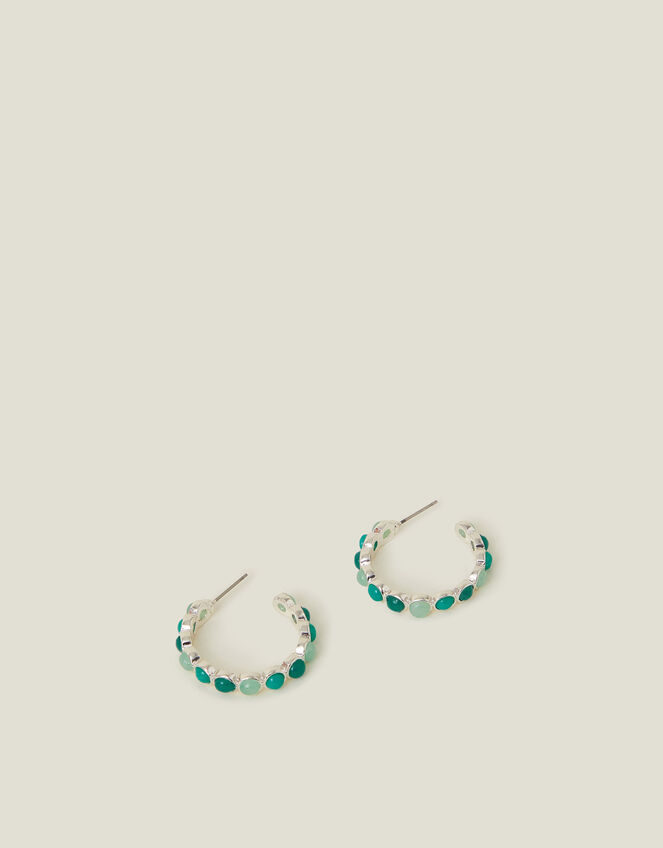 Stone Hoop Earrings, , large