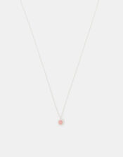 Sterling Silver Healing Stone Pendant Necklace, Pink (PINK), large