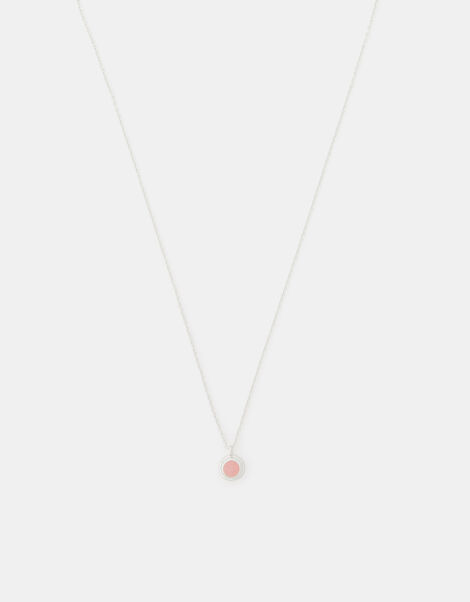 Sterling Silver Healing Stone Pendant Necklace, Pink (PINK), large