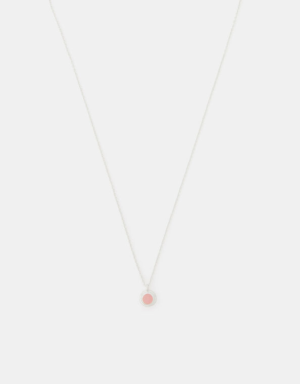Sterling Silver Healing Stone Pendant Necklace, Pink (PINK), large
