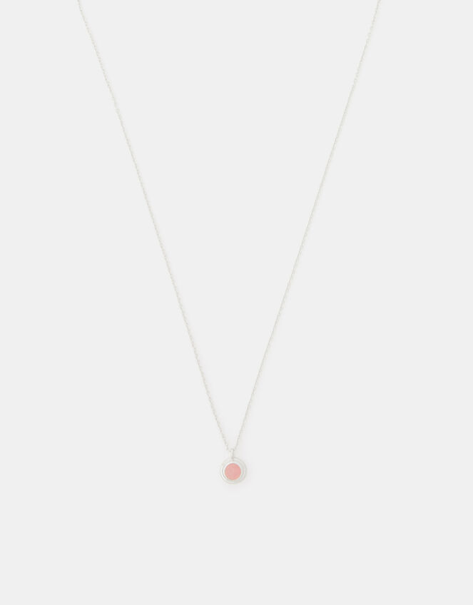 Sterling Silver Healing Stone Pendant Necklace, Pink (PINK), large