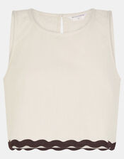 Sleeveless Ric Rac Top, Ivory (IVORY), large