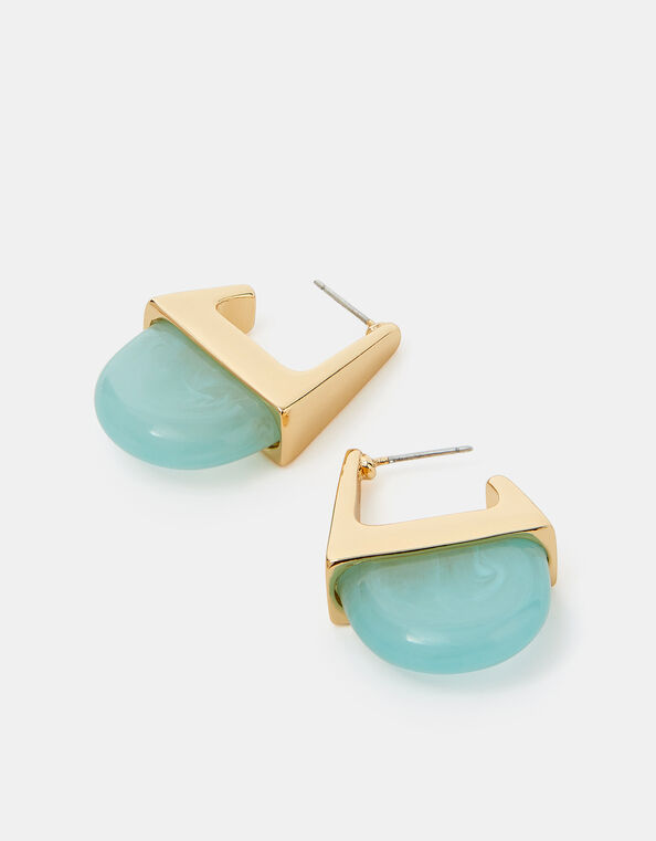 Pyramid Resin Hoop Earrings, , large