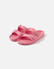 Buckle Footbed Sandals, Pink (PINK), large