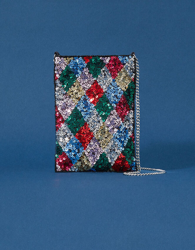 Harlequin Sequin Phone Pouch, , large