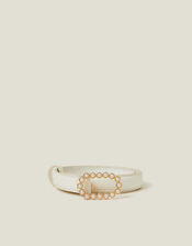 Pearl Buckle Belt Cream, Cream (CREAM), large