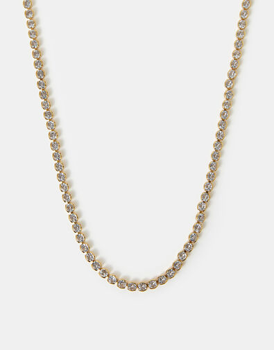 14ct Gold-Plated Sparkle Tennis Necklace, , large