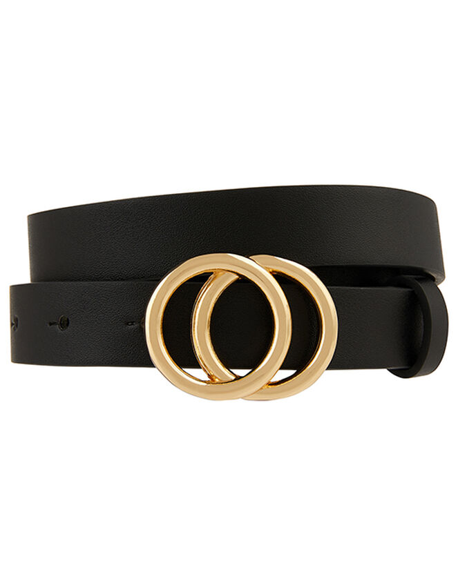Double Hoop Buckle Belt, Black (BLACK), large