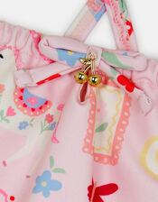 Girls Cowboy Print Swimsuit, Multi (PASTEL MULTI), large