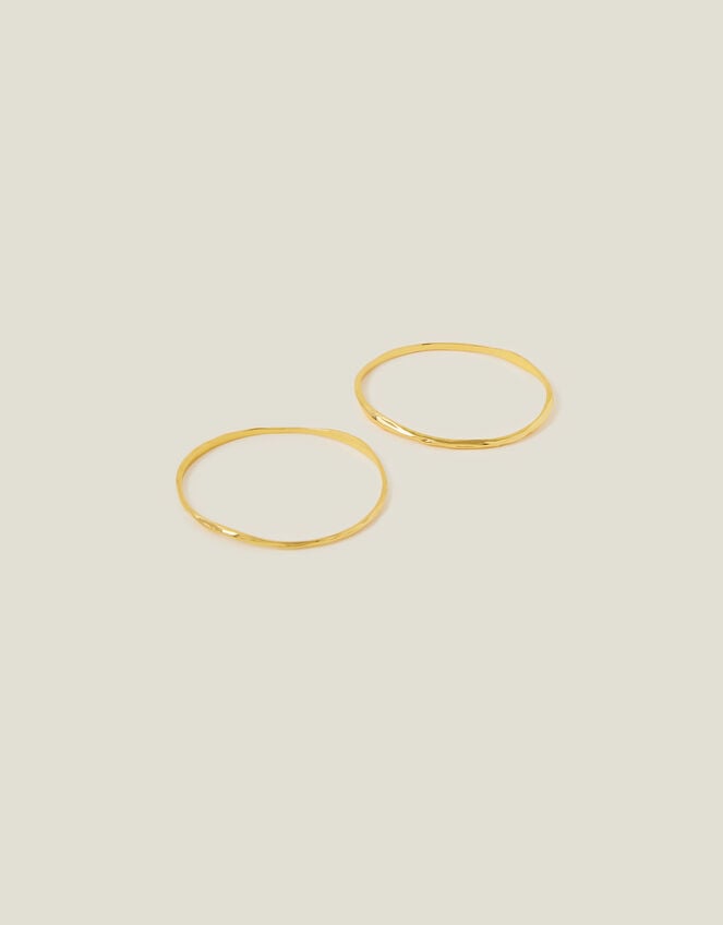 2-Pack 14ct Gold-Plated Molten Bangle, , large