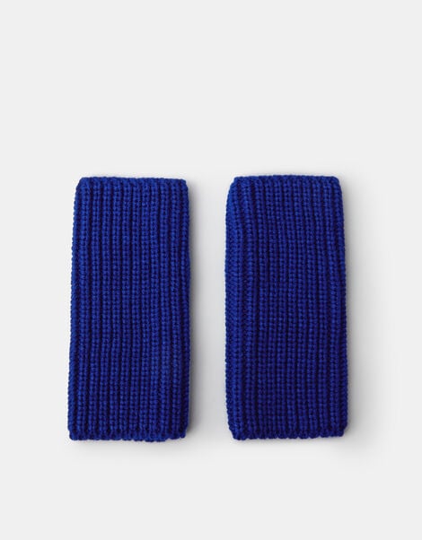 Chunky Knit Wrist Warmers, Blue (BLUE), large