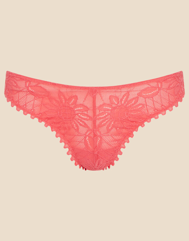 Lace Brazilian Knickers, Orange (CORAL), large
