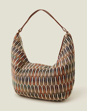 Embroidered Scoop Shoulder Bag, , large