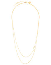 Gold-Plated Double Chain Initial Necklace - S, , large