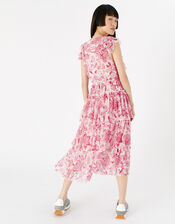 Floral Ruffle Midi Dress , Red (RED), large