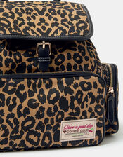 Leopard Print Multi Pocket Backpack, , large