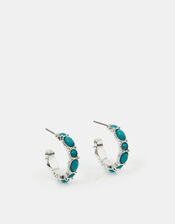Eclectic Stone Hoop Earrings, , large