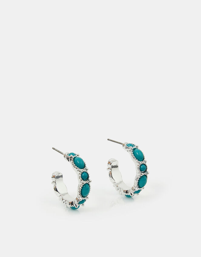 Eclectic Stone Hoop Earrings, , large
