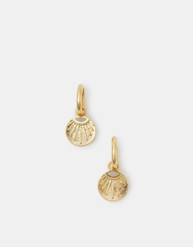14ct Gold-Plated Sun Drop Huggie Hoop Earrings, , large