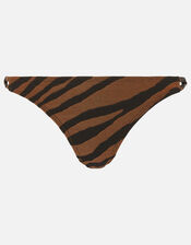 Tiger Print Strappy Bikini Briefs, Orange (RUST), large