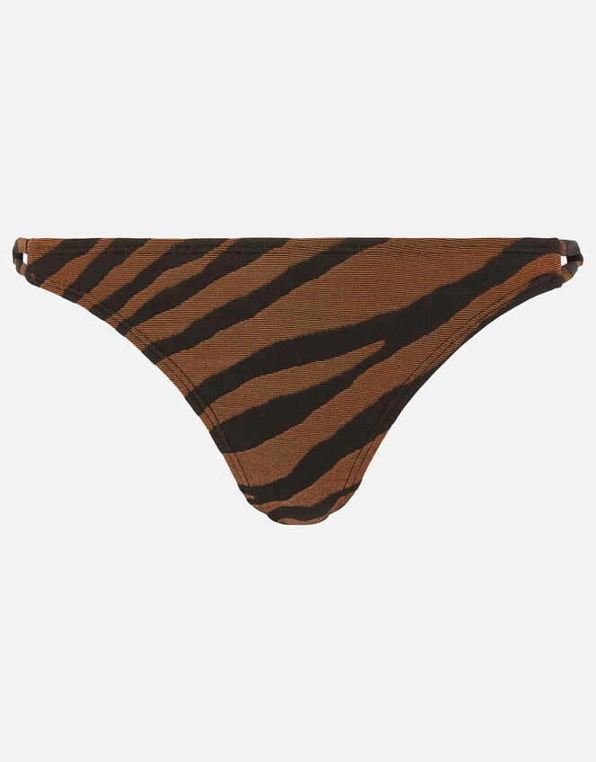 Tiger Print Strappy Bikini Briefs, Orange (RUST), large