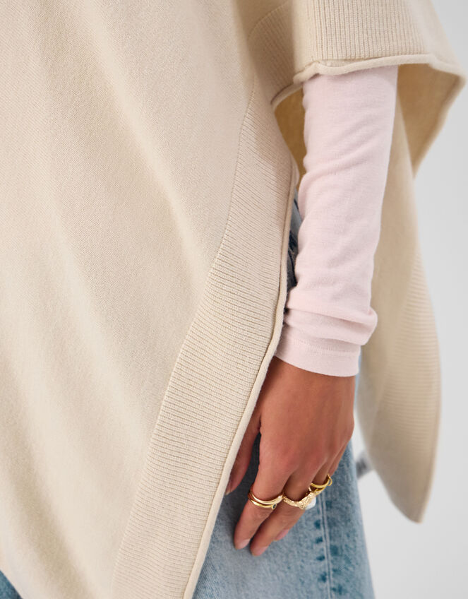 Knit Poncho, Natural (NATURAL), large