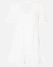 Schiffly Mini Dress, White (WHITE), large