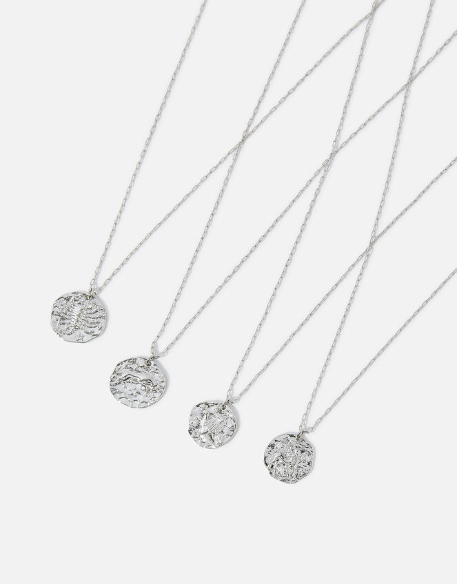 Platinum-Plated Zodiac Pendant Necklace, Silver (SILVER), large