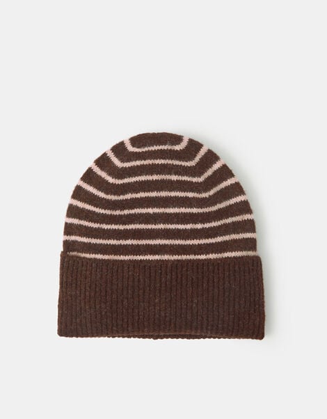 Stripe Beanie Hat, , large
