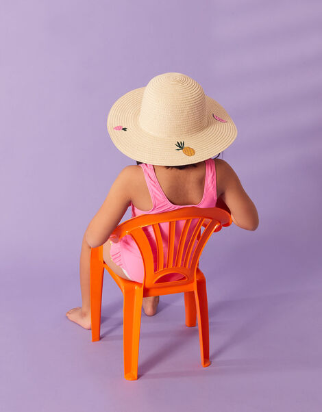 Kids Fruit Embroidered Hat, Natural (NATURAL), large