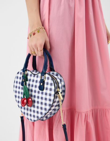 Gingham Heart Crossbody Bag, , large