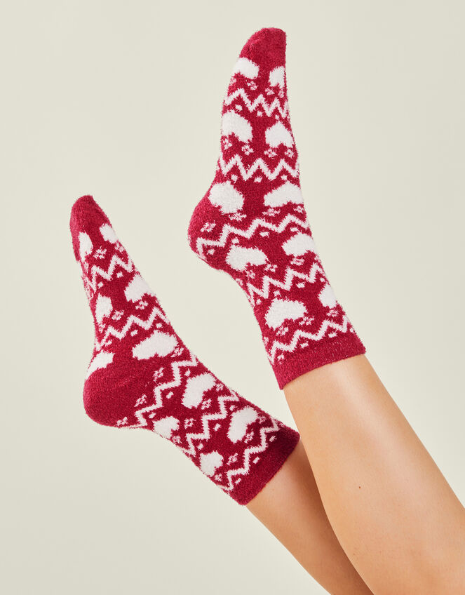 Heart Fair Isle Cosy Socks, , large